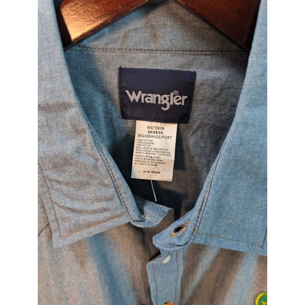 Wrangler Cowboy Cut Shirt Mens 2XL Blue Pearl Snap Western Chambray NWT - Picture 4 of 7